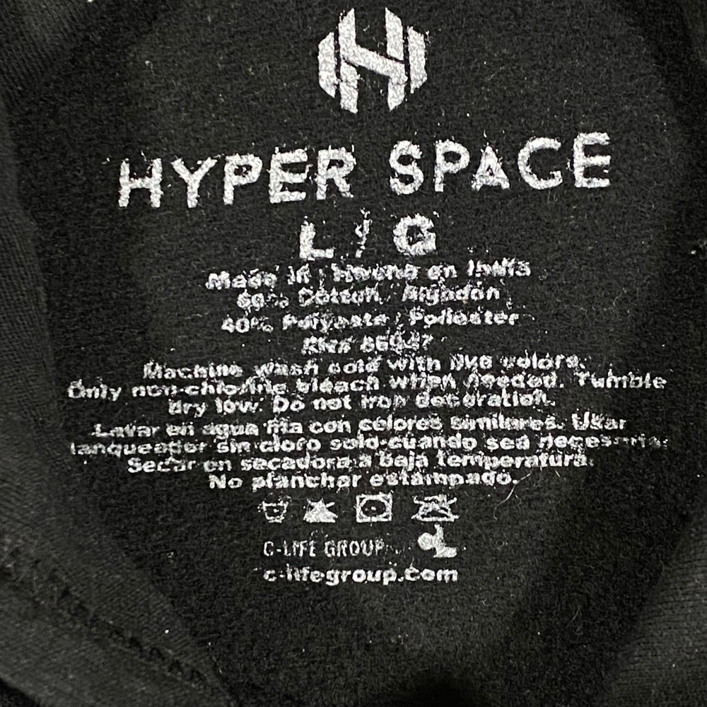Hyper Space NASA Hoodie Mens Lg Black Thermal Astronaut Graphic Kanji Worm Logo - Picture 3 of 12